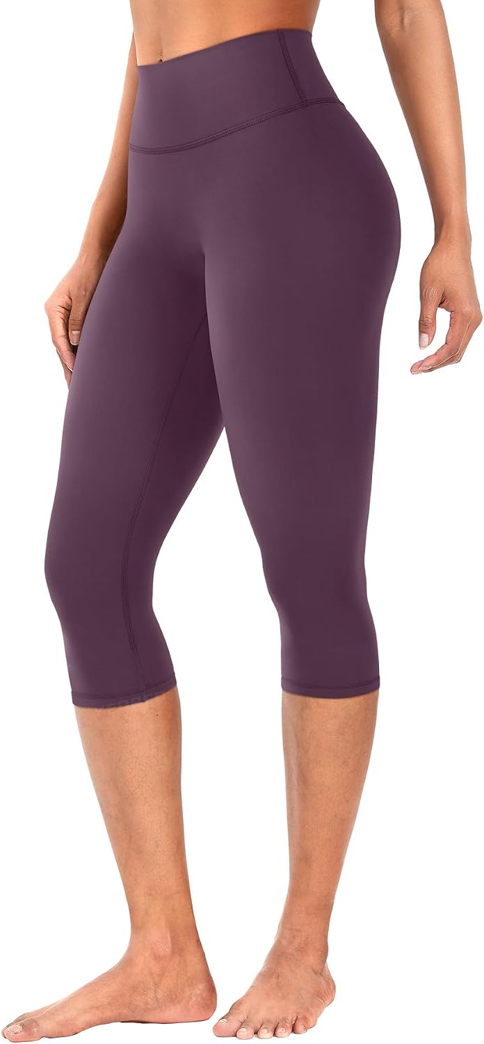 Ease Womens Workout Capri Leggings 17" No Front Seam High Waisted Hidden Scrunch Gym Yoga Pants