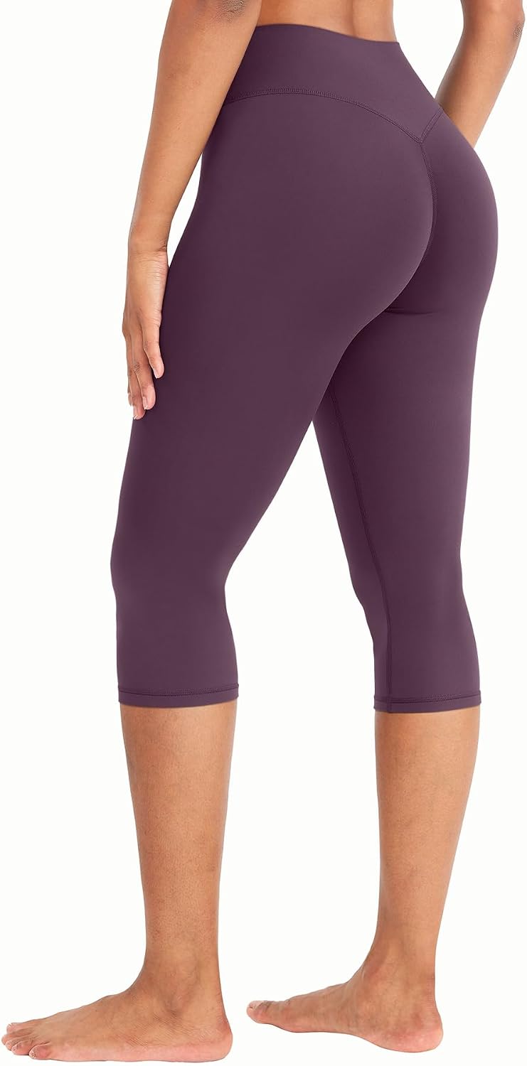 Ease Womens Workout Capri Leggings 17" No Front Seam High Waisted Hidden Scrunch Gym Yoga Pants