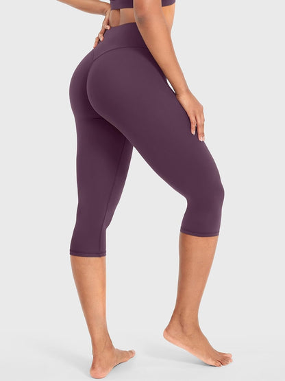 Ease Womens Workout Capri Leggings 17" No Front Seam High Waisted Hidden Scrunch Gym Yoga Pants