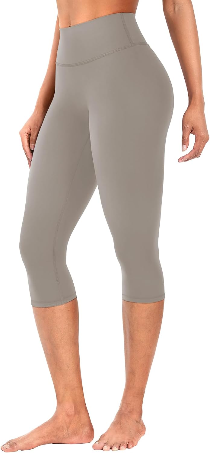 Ease Womens Workout Capri Leggings 17" No Front Seam High Waisted Hidden Scrunch Gym Yoga Pants