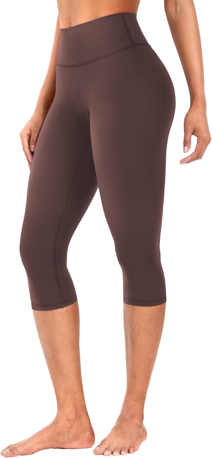 Ease Womens Workout Capri Leggings 17" No Front Seam High Waisted Hidden Scrunch Gym Yoga Pants