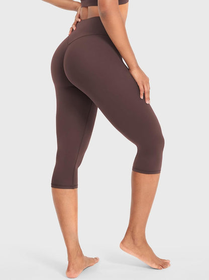 Ease Womens Workout Capri Leggings 17" No Front Seam High Waisted Hidden Scrunch Gym Yoga Pants