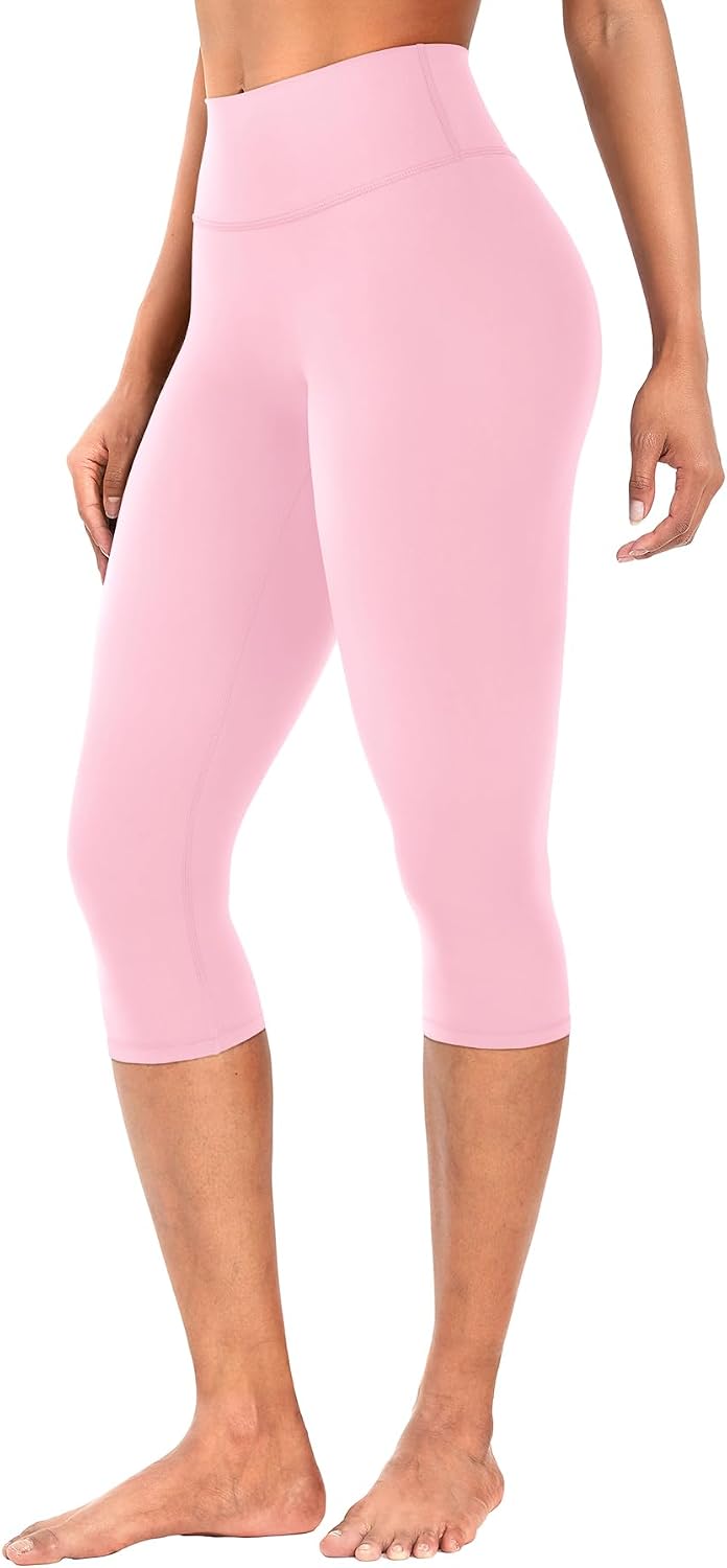 Ease Womens Workout Capri Leggings 17" No Front Seam High Waisted Hidden Scrunch Gym Yoga Pants