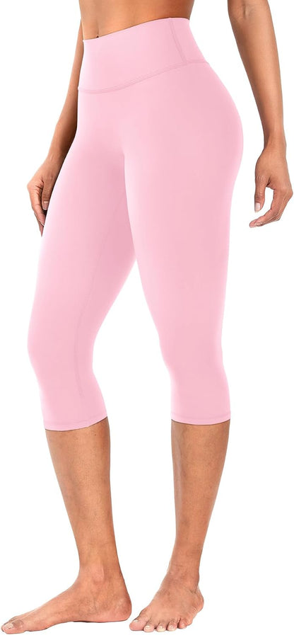 Ease Womens Workout Capri Leggings 17" No Front Seam High Waisted Hidden Scrunch Gym Yoga Pants