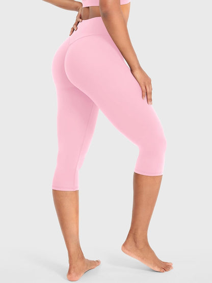 Ease Womens Workout Capri Leggings 17" No Front Seam High Waisted Hidden Scrunch Gym Yoga Pants