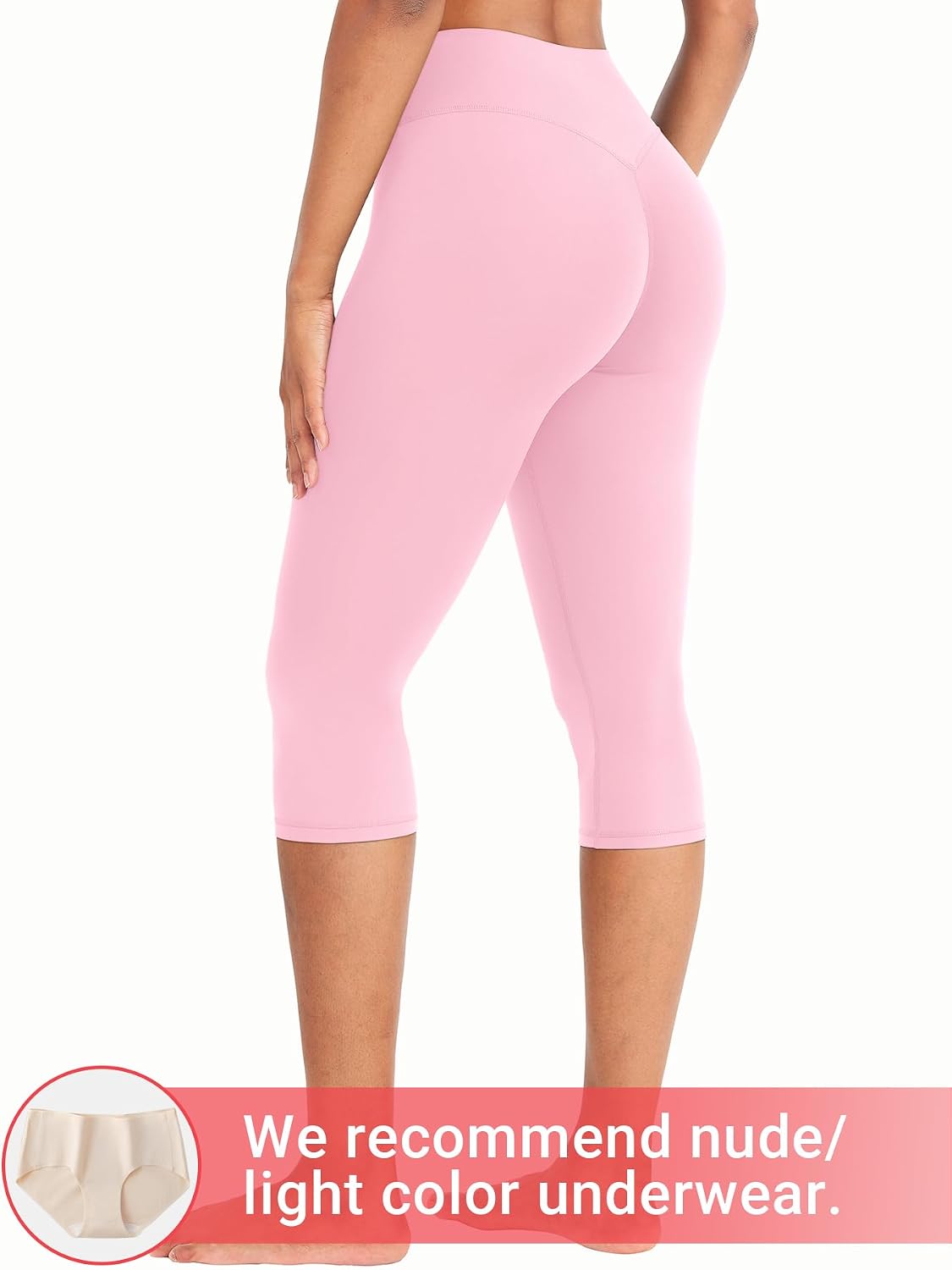 Ease Womens Workout Capri Leggings 17" No Front Seam High Waisted Hidden Scrunch Gym Yoga Pants