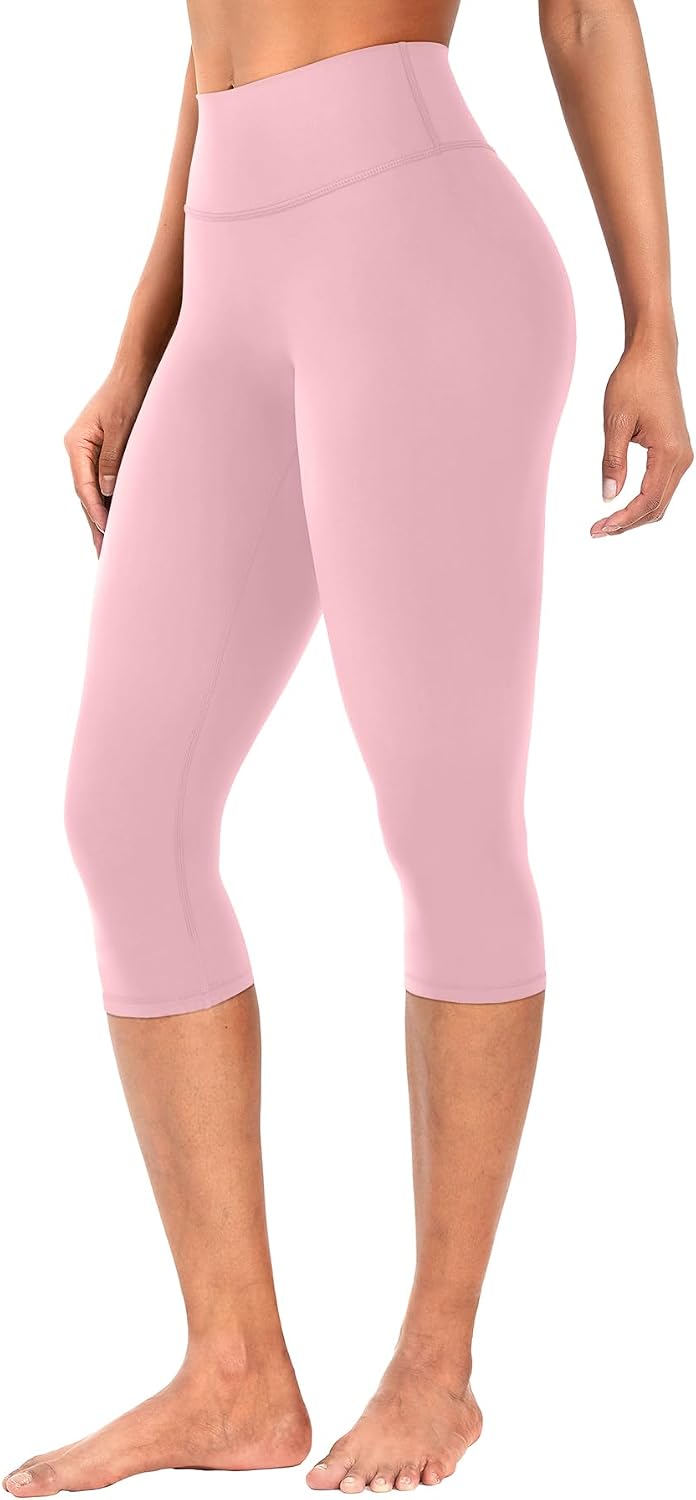 Ease Womens Workout Capri Leggings 17" No Front Seam High Waisted Hidden Scrunch Gym Yoga Pants