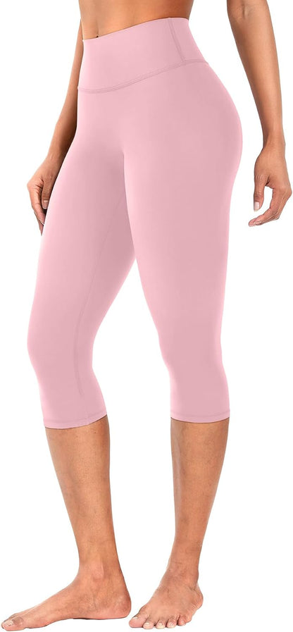 Ease Womens Workout Capri Leggings 17" No Front Seam High Waisted Hidden Scrunch Gym Yoga Pants