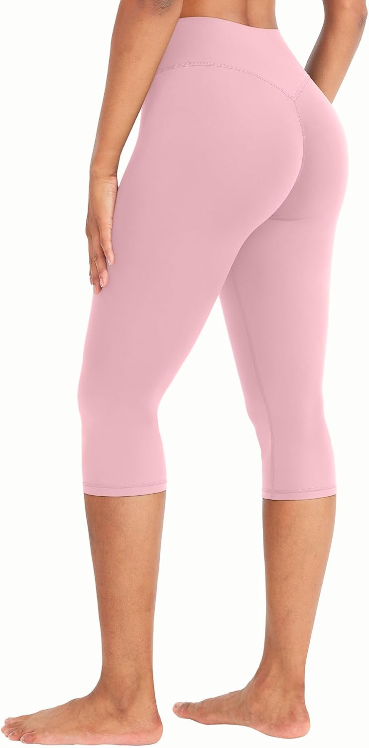 Ease Womens Workout Capri Leggings 17" No Front Seam High Waisted Hidden Scrunch Gym Yoga Pants