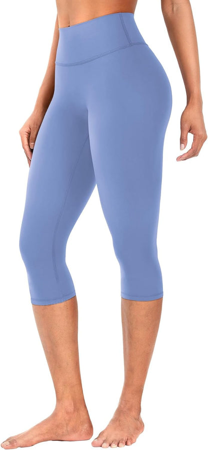 Ease Womens Workout Capri Leggings 17" No Front Seam High Waisted Hidden Scrunch Gym Yoga Pants