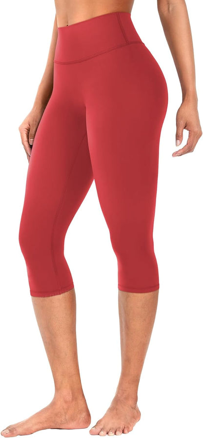 Ease Womens Workout Capri Leggings 17" No Front Seam High Waisted Hidden Scrunch Gym Yoga Pants