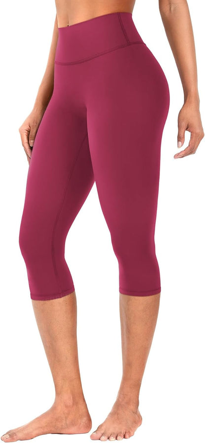 Ease Womens Workout Capri Leggings 17" No Front Seam High Waisted Hidden Scrunch Gym Yoga Pants