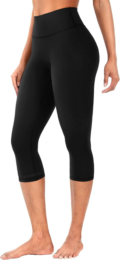 Ease Womens Workout Capri Leggings 17" No Front Seam High Waisted Hidden Scrunch Gym Yoga Pants