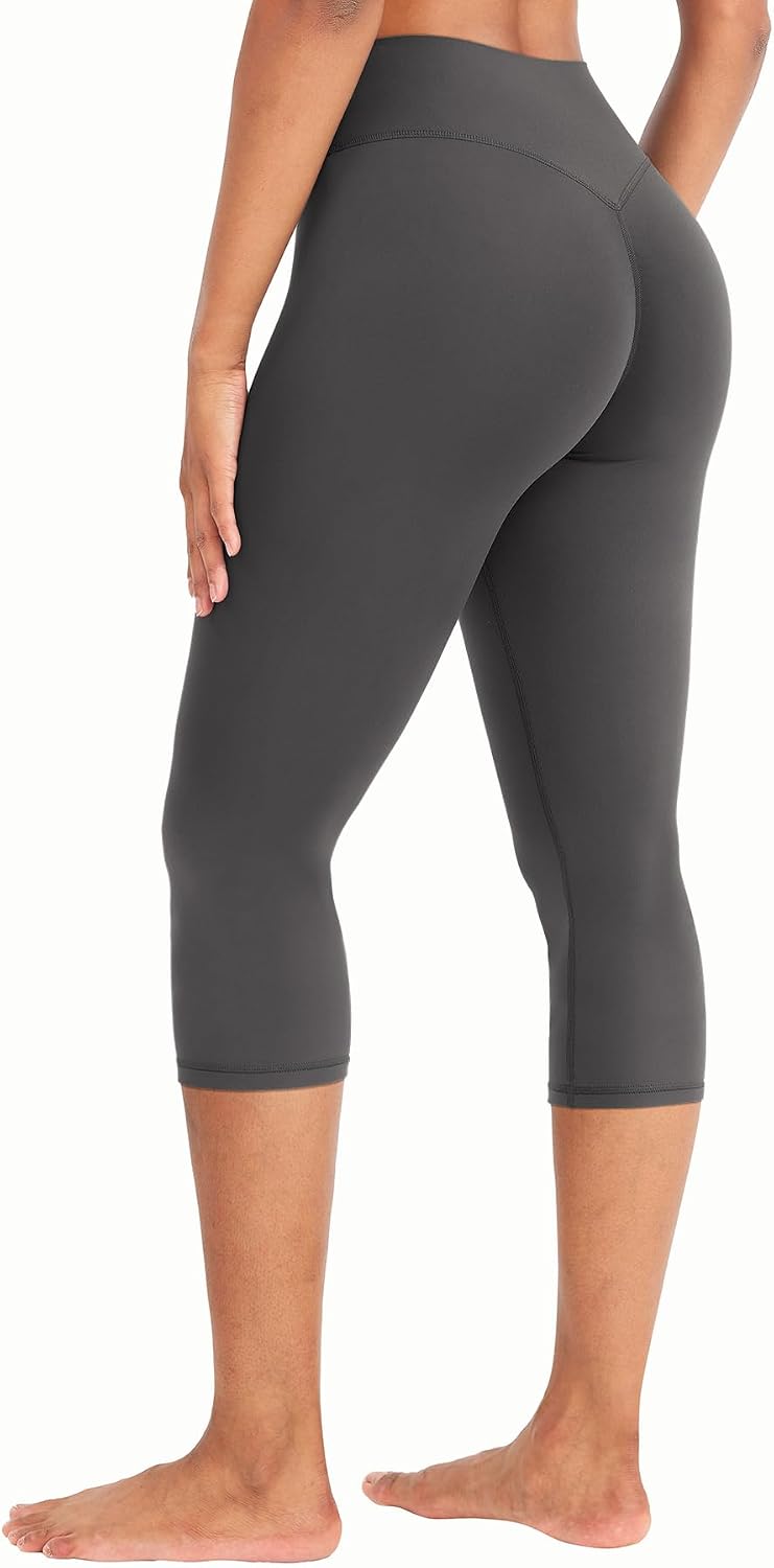 Ease Womens Workout Capri Leggings 17" No Front Seam High Waisted Hidden Scrunch Gym Yoga Pants