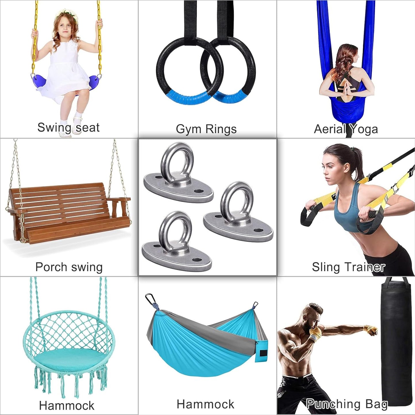 Wall Ceiling Mount Bracket for Suspension Strap Trainer, 2800lb Capacity, Body Weight Strength Training Systems, Aerial Yoga Swing, Resistance Band,Hammock,Battle Rope, Boxing Equipment