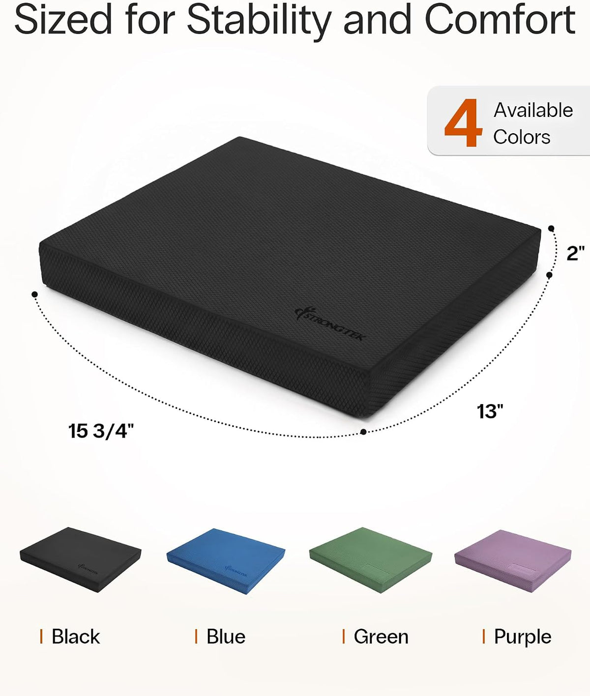 Professional Foam Exercise Balance Pad - 15.8" x 13" x 2", High-Density TPE Foam Knee Pad, Non-Slip & Water-Resistant, for Balance Training, Physical Therapy, Yoga, and More