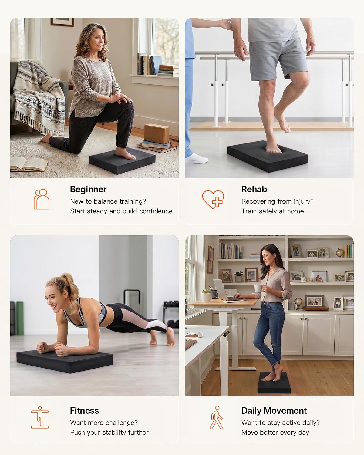 Professional Foam Exercise Balance Pad - 15.8" x 13" x 2", High-Density TPE Foam Knee Pad, Non-Slip & Water-Resistant, for Balance Training, Physical Therapy, Yoga, and More