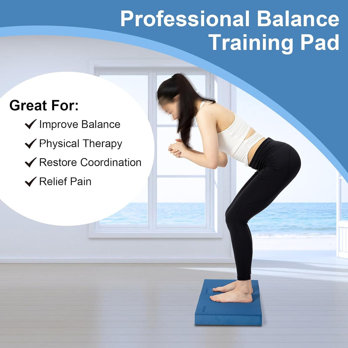Professional Foam Exercise Balance Pad - 15.8" x 13" x 2", High-Density TPE Foam Knee Pad, Non-Slip & Water-Resistant, for Balance Training, Physical Therapy, Yoga, and More
