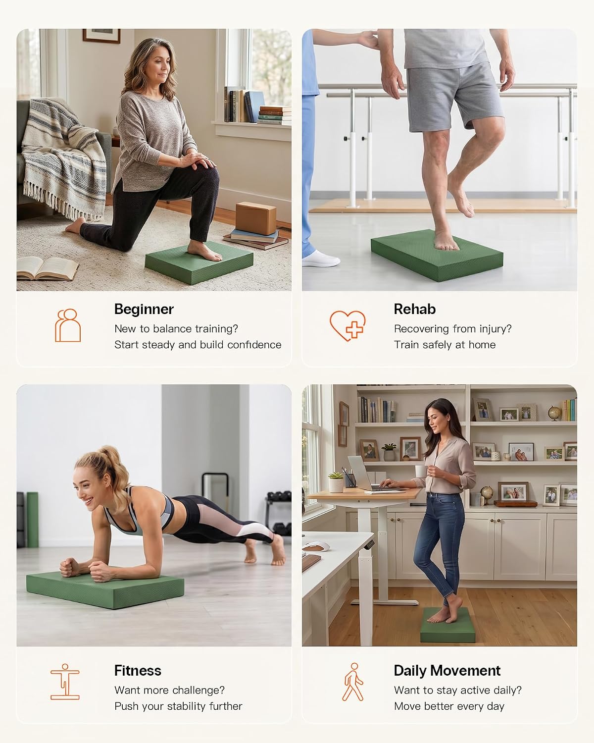 Professional Foam Exercise Balance Pad - 15.8" x 13" x 2", High-Density TPE Foam Knee Pad, Non-Slip & Water-Resistant, for Balance Training, Physical Therapy, Yoga, and More