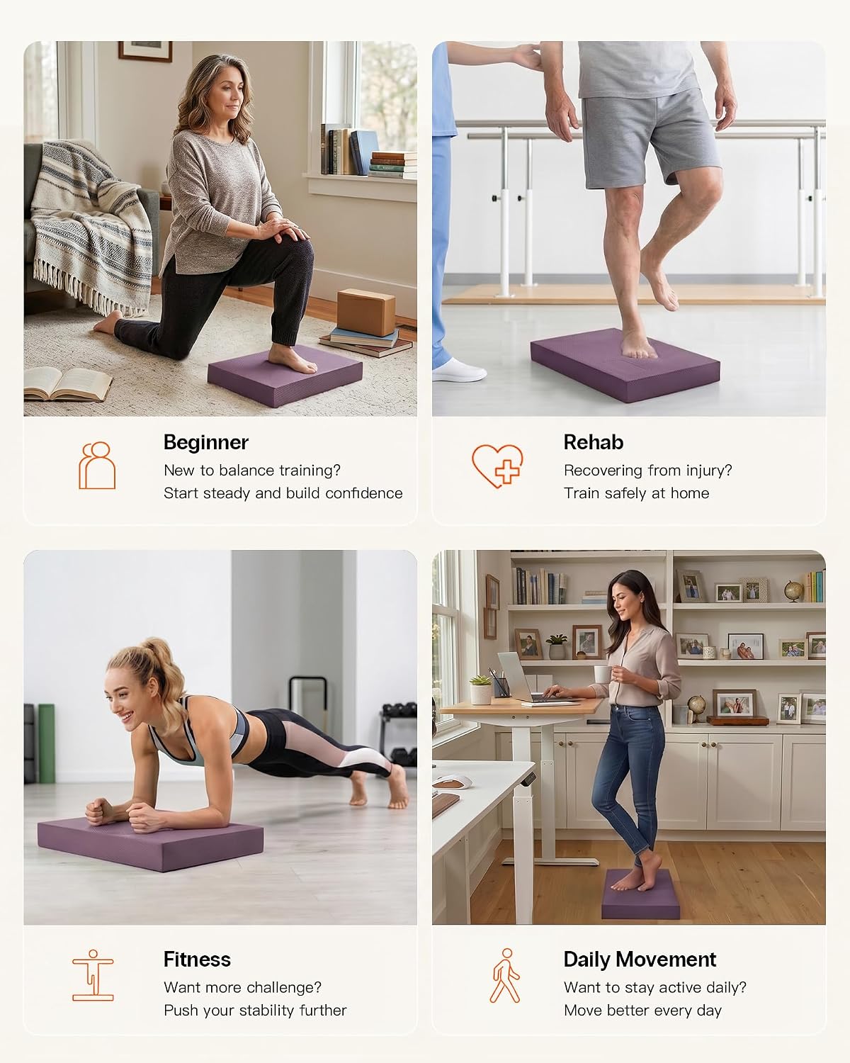 Professional Foam Exercise Balance Pad - 15.8" x 13" x 2", High-Density TPE Foam Knee Pad, Non-Slip & Water-Resistant, for Balance Training, Physical Therapy, Yoga, and More