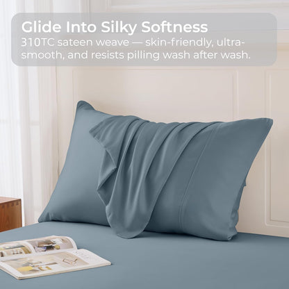 Pillow Cases Queen Size Set of 2, Cooling Pillowcases for Hot Sleepers, 100% Rayon Derived from Bamboo Envelope Soft Pillowcases (Lightbeige)