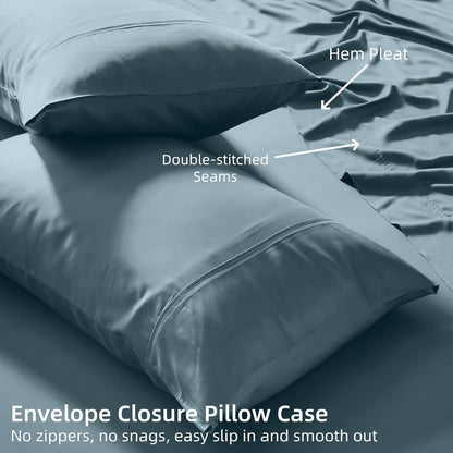 Pillow Cases Queen Size Set of 2, Cooling Pillowcases for Hot Sleepers, 100% Rayon Derived from Bamboo Envelope Soft Pillowcases (Lightbeige)