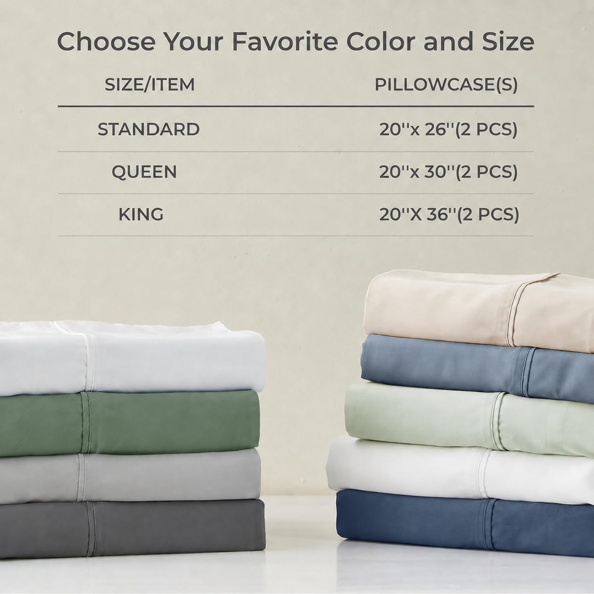 Pillow Cases Queen Size Set of 2, Cooling Pillowcases for Hot Sleepers, 100% Rayon Derived from Bamboo Envelope Soft Pillowcases (Lightbeige)