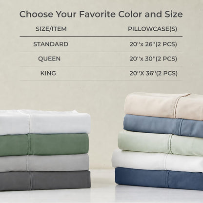 Pillow Cases Queen Size Set of 2, Cooling Pillowcases for Hot Sleepers, 100% Rayon Derived from Bamboo Envelope Soft Pillowcases (Lightbeige)