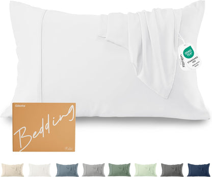 Pillow Cases Queen Size Set of 2, Cooling Pillowcases for Hot Sleepers, 100% Rayon Derived from Bamboo Envelope Soft Pillowcases (Lightbeige)