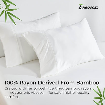 Pillow Cases Queen Size Set of 2, Cooling Pillowcases for Hot Sleepers, 100% Rayon Derived from Bamboo Envelope Soft Pillowcases (Lightbeige)