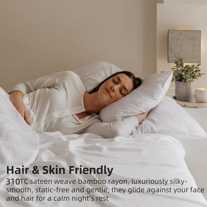 Pillow Cases Queen Size Set of 2, Cooling Pillowcases for Hot Sleepers, 100% Rayon Derived from Bamboo Envelope Soft Pillowcases (Lightbeige)
