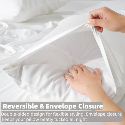 Pillow Cases Queen Size Set of 2, Cooling Pillowcases for Hot Sleepers, 100% Rayon Derived from Bamboo Envelope Soft Pillowcases (Lightbeige)