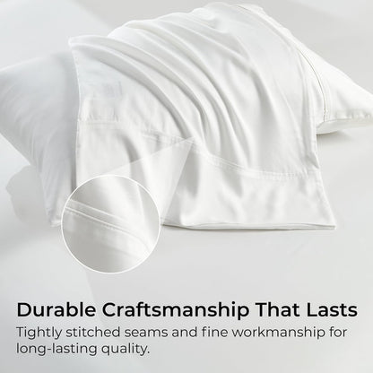 Pillow Cases Queen Size Set of 2, Cooling Pillowcases for Hot Sleepers, 100% Rayon Derived from Bamboo Envelope Soft Pillowcases (Lightbeige)
