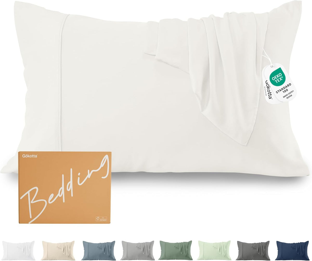 Pillow Cases Queen Size Set of 2, Cooling Pillowcases for Hot Sleepers, 100% Rayon Derived from Bamboo Envelope Soft Pillowcases (Lightbeige)