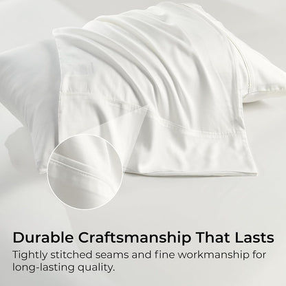Pillow Cases Queen Size Set of 2, Cooling Pillowcases for Hot Sleepers, 100% Rayon Derived from Bamboo Envelope Soft Pillowcases (Lightbeige)