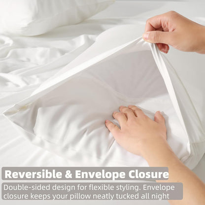 Pillow Cases Queen Size Set of 2, Cooling Pillowcases for Hot Sleepers, 100% Rayon Derived from Bamboo Envelope Soft Pillowcases (Lightbeige)