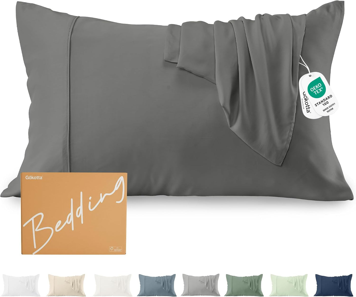 Pillow Cases Queen Size Set of 2, Cooling Pillowcases for Hot Sleepers, 100% Rayon Derived from Bamboo Envelope Soft Pillowcases (Lightbeige)