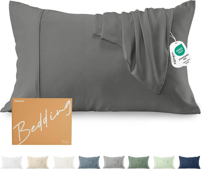 Pillow Cases Queen Size Set of 2, Cooling Pillowcases for Hot Sleepers, 100% Rayon Derived from Bamboo Envelope Soft Pillowcases (Lightbeige)