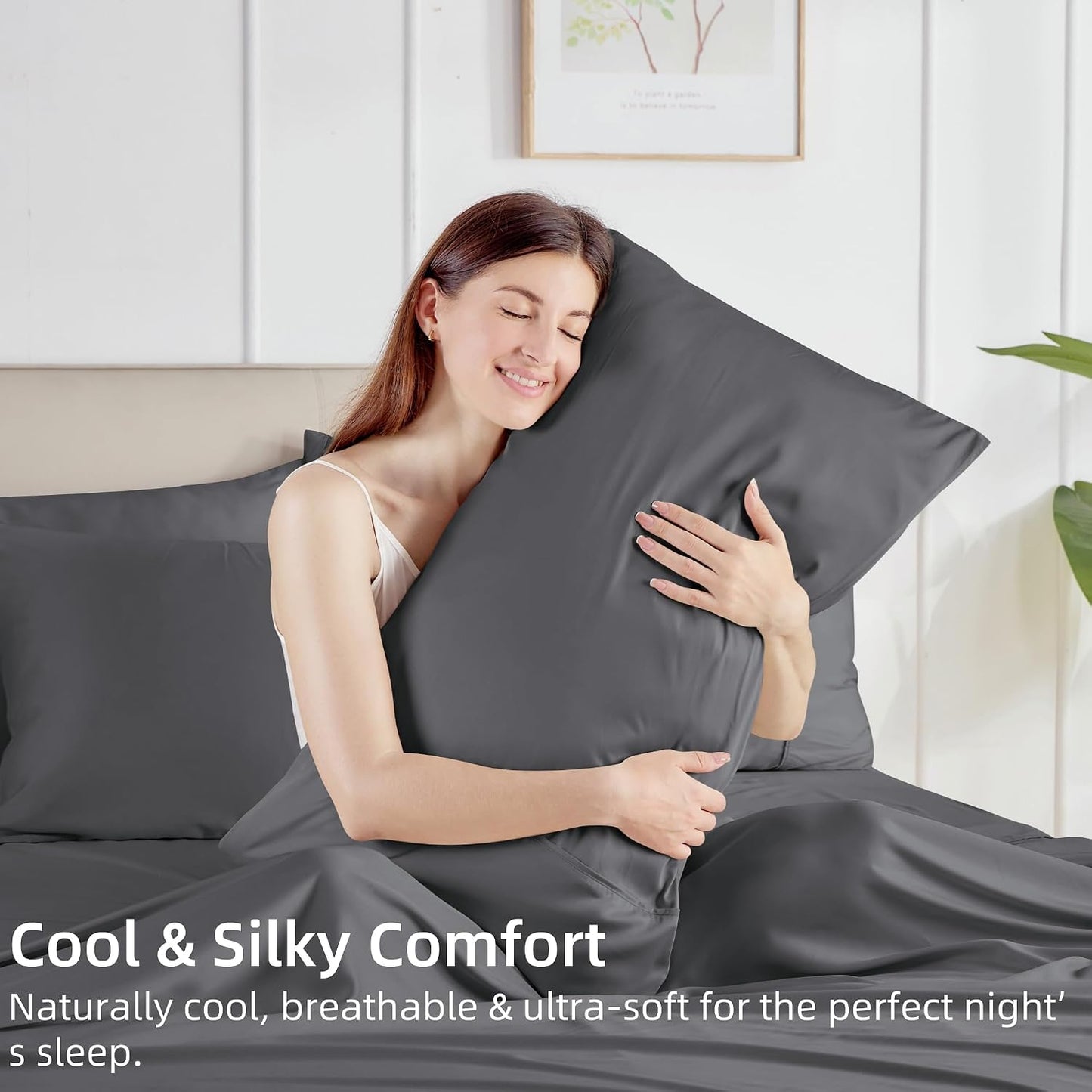 Pillow Cases Queen Size Set of 2, Cooling Pillowcases for Hot Sleepers, 100% Rayon Derived from Bamboo Envelope Soft Pillowcases (Lightbeige)