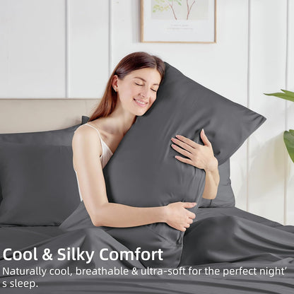 Pillow Cases Queen Size Set of 2, Cooling Pillowcases for Hot Sleepers, 100% Rayon Derived from Bamboo Envelope Soft Pillowcases (Lightbeige)