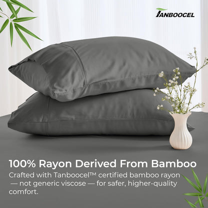 Pillow Cases Queen Size Set of 2, Cooling Pillowcases for Hot Sleepers, 100% Rayon Derived from Bamboo Envelope Soft Pillowcases (Lightbeige)