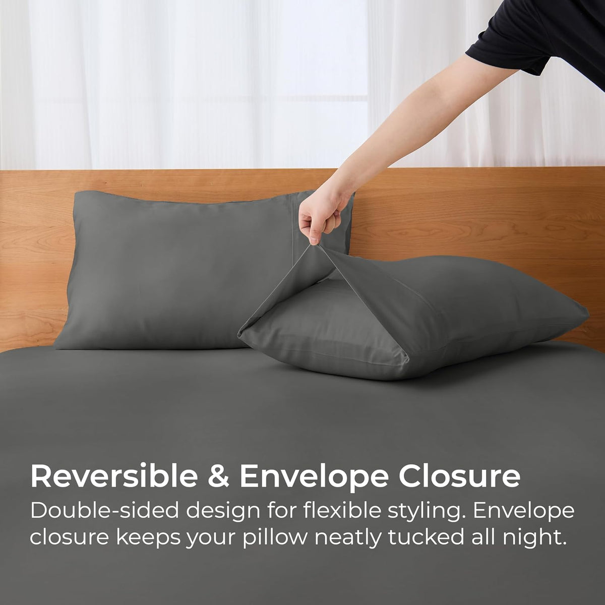 Pillow Cases Queen Size Set of 2, Cooling Pillowcases for Hot Sleepers, 100% Rayon Derived from Bamboo Envelope Soft Pillowcases (Lightbeige)