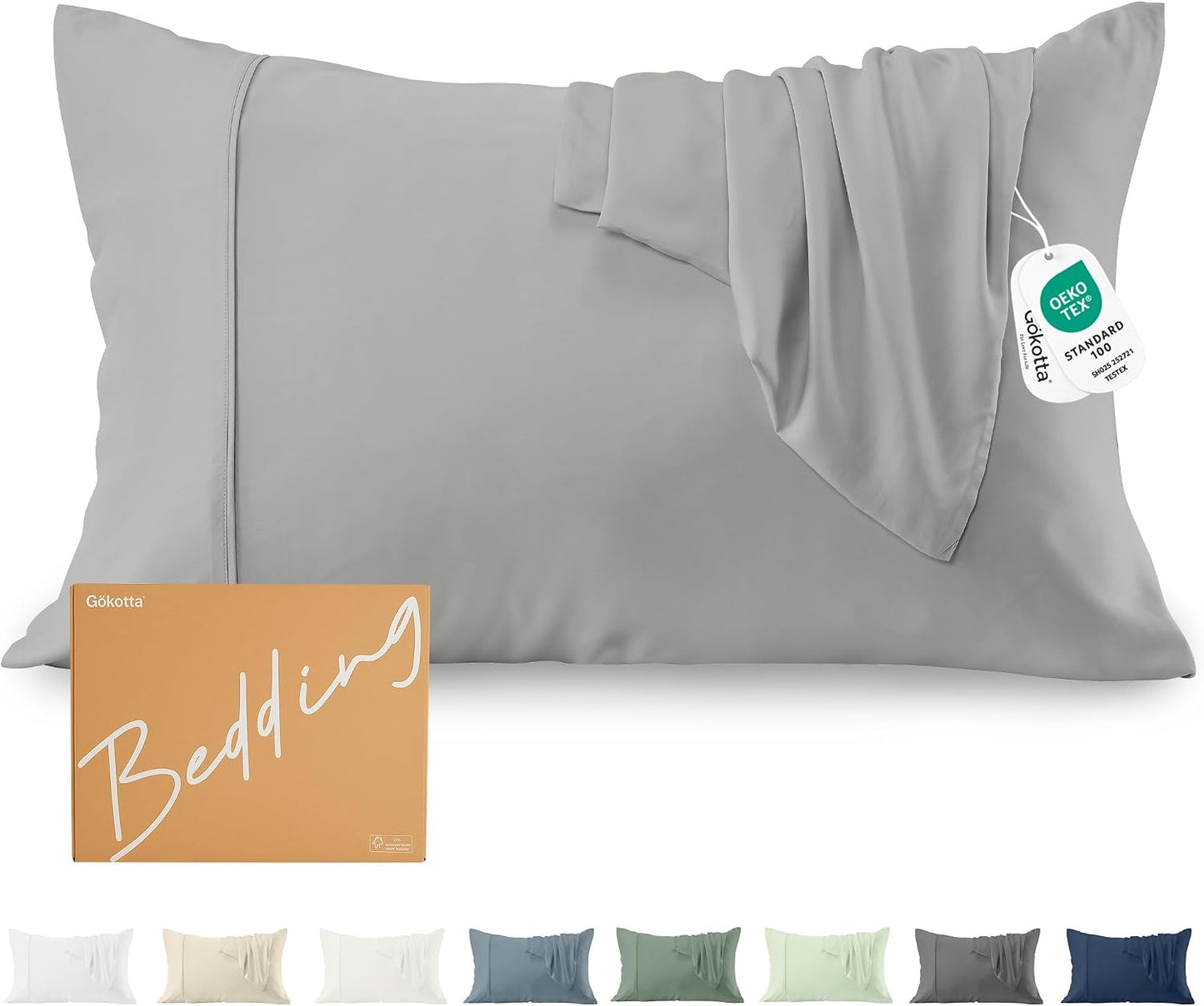 Pillow Cases Queen Size Set of 2, Cooling Pillowcases for Hot Sleepers, 100% Rayon Derived from Bamboo Envelope Soft Pillowcases (Lightbeige)
