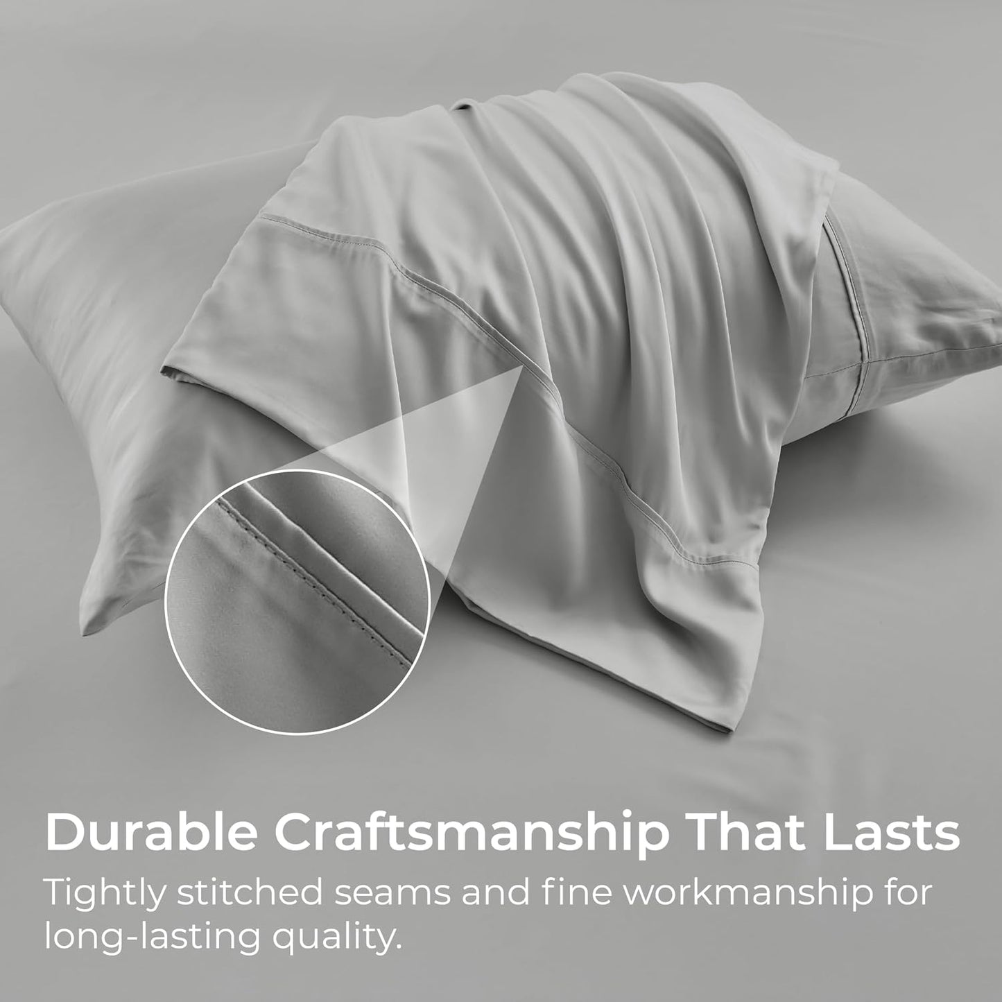 Pillow Cases Queen Size Set of 2, Cooling Pillowcases for Hot Sleepers, 100% Rayon Derived from Bamboo Envelope Soft Pillowcases (Lightbeige)