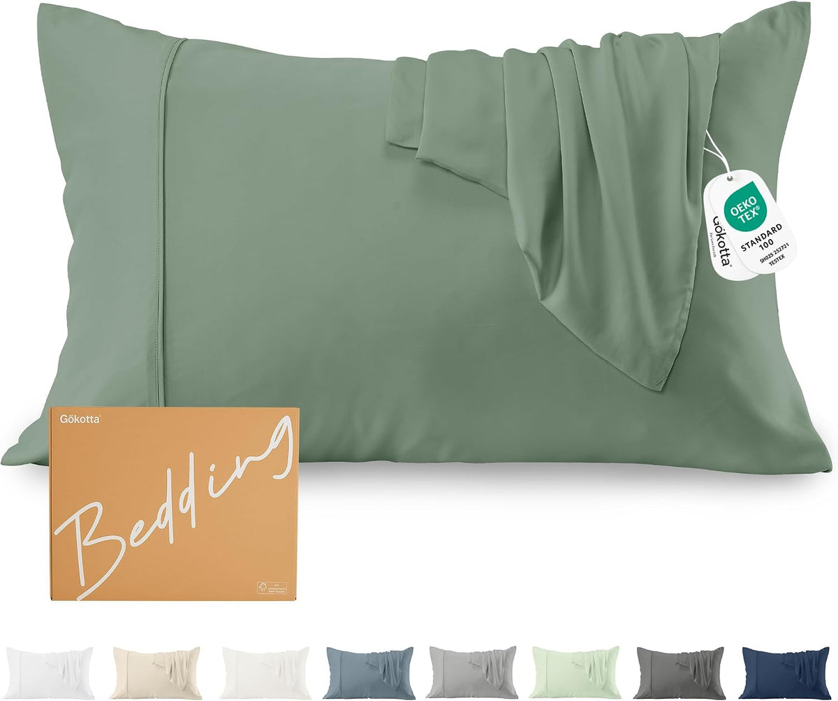 Pillow Cases Queen Size Set of 2, Cooling Pillowcases for Hot Sleepers, 100% Rayon Derived from Bamboo Envelope Soft Pillowcases (Lightbeige)