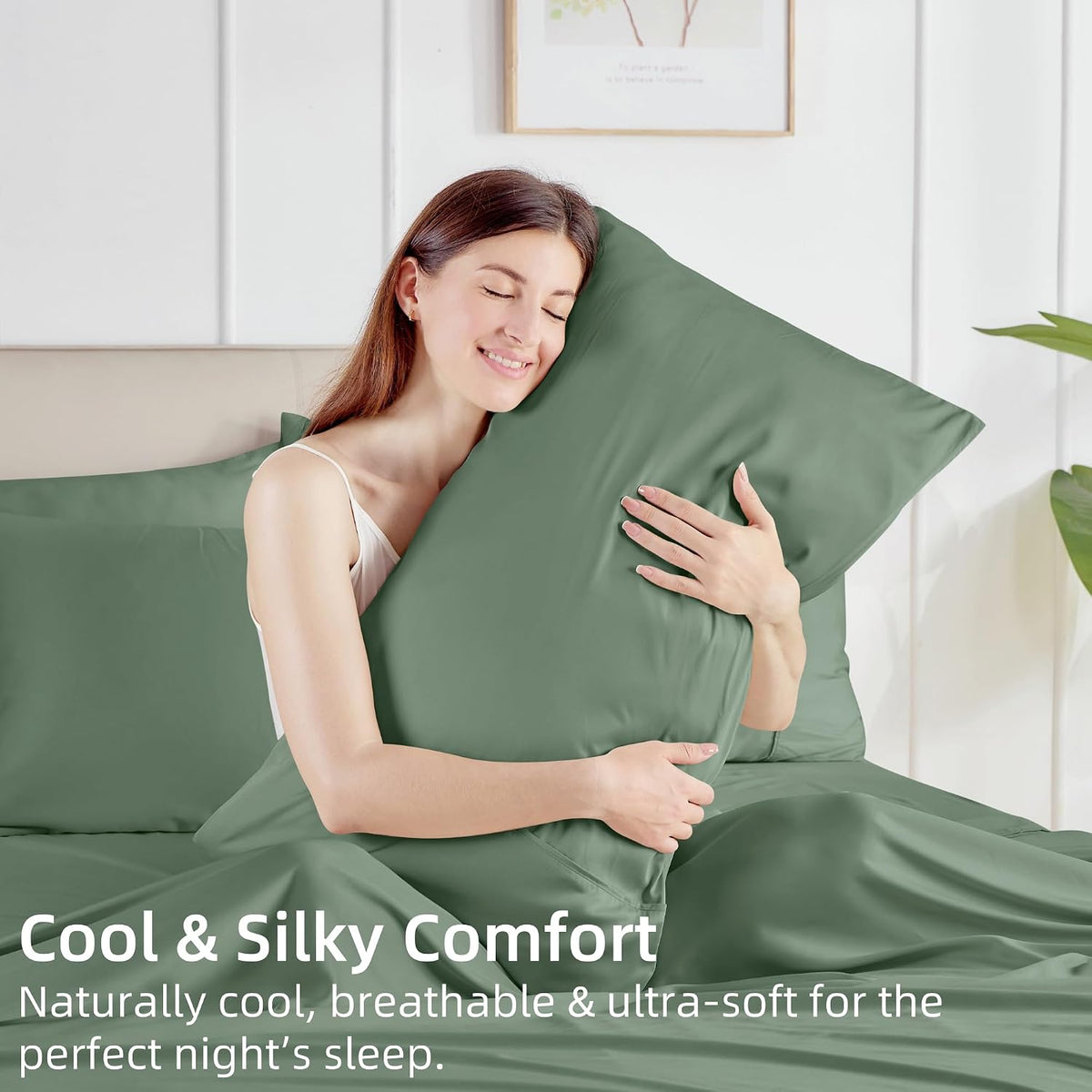 Pillow Cases Queen Size Set of 2, Cooling Pillowcases for Hot Sleepers, 100% Rayon Derived from Bamboo Envelope Soft Pillowcases (Lightbeige)