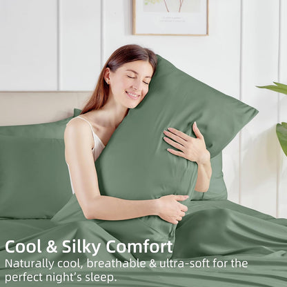 Pillow Cases Queen Size Set of 2, Cooling Pillowcases for Hot Sleepers, 100% Rayon Derived from Bamboo Envelope Soft Pillowcases (Lightbeige)