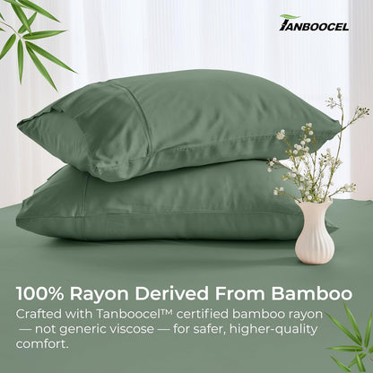 Pillow Cases Queen Size Set of 2, Cooling Pillowcases for Hot Sleepers, 100% Rayon Derived from Bamboo Envelope Soft Pillowcases (Lightbeige)