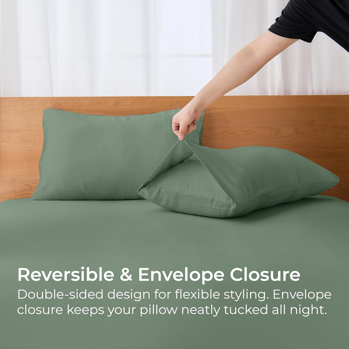 Pillow Cases Queen Size Set of 2, Cooling Pillowcases for Hot Sleepers, 100% Rayon Derived from Bamboo Envelope Soft Pillowcases (Lightbeige)