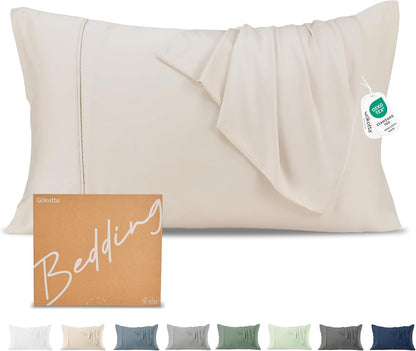 Pillow Cases Queen Size Set of 2, Cooling Pillowcases for Hot Sleepers, 100% Rayon Derived from Bamboo Envelope Soft Pillowcases (Lightbeige)